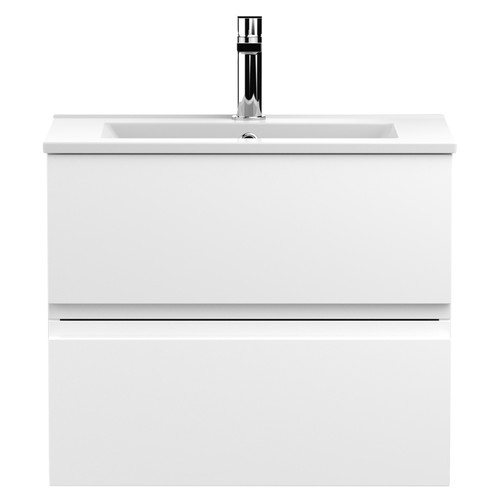 Hudson Reed Urban Satin White 600mm Wall Hung 2 Drawer Vanity Unit with 18mm Profile Basin - URB104B Main View