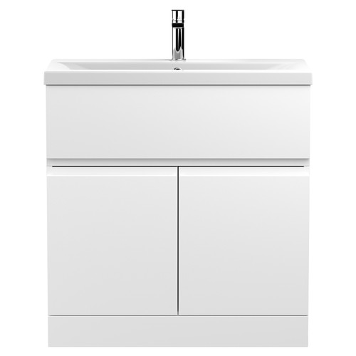 Hudson Reed Urban Satin White 800mm 2 Door and 1 Drawer Vanity Unit with 40mm Profile Basin - URB105A Main View