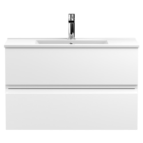 Hudson Reed Urban Satin White 800mm Wall Hung 2 Drawer Vanity Unit with 18mm Profile Basin - URB106B Main View