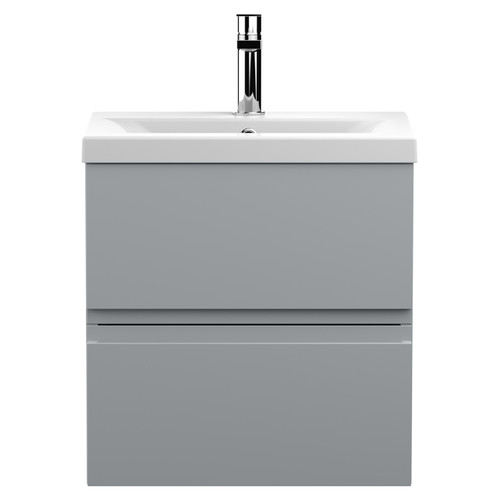 Hudson Reed Urban Satin Grey 500mm Wall Hung 2 Drawer Vanity Unit with 40mm Profile Basin - URB202A Main View