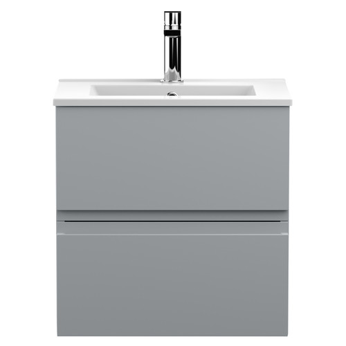 Hudson Reed Urban Satin Grey 500mm Wall Hung 2 Drawer Vanity Unit with 18mm Profile Basin - URB202B Main View