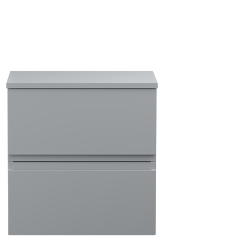 Hudson Reed Urban Satin Grey 500mm Wall Hung 2 Drawer Unit with Worktop - URB202W Main View