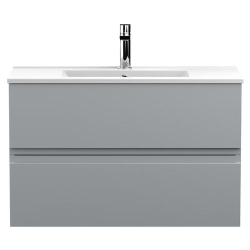 Hudson Reed Urban Satin Grey 800mm Wall Hung 2 Drawer Vanity Unit with 18mm Profile Basin - URB206B Main View