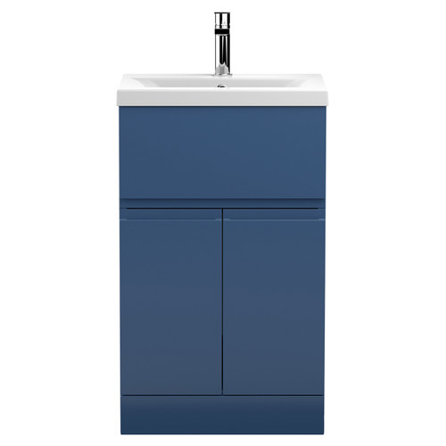 Hudson Reed Urban Satin Blue 500mm 2 Door and 1 Drawer Vanity Unit with 40mm Profile Basin - URB301A Main View