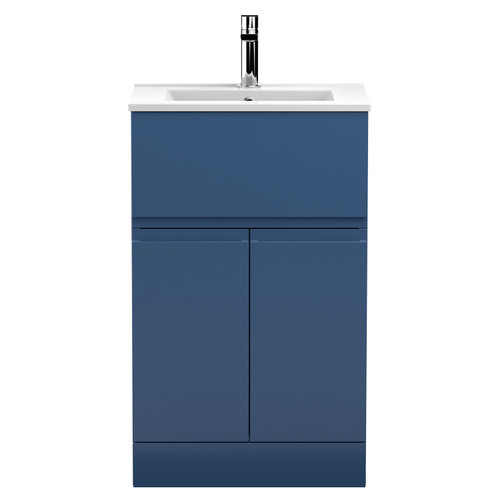 Hudson Reed Urban Satin Blue 500mm 2 Door and 1 Drawer Vanity Unit with 18mm Profile Basin - URB301B Main View