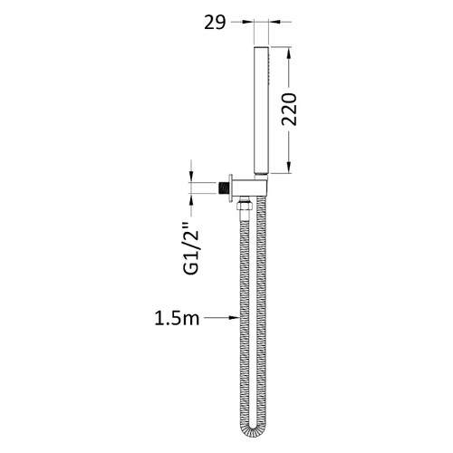 Nuie Brushed Gunmetal Square Outlet Elbow with Parking Bracket and Kit - A7264 Dimensions