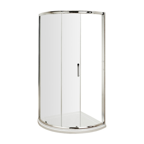 Nuie Pacific 860mm Single Entry Quadrant Shower Enclosure with Rounded Polished Chrome Handle - AQSE1H3 Front View
