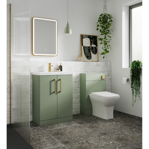 Nuie Arno Satin Green 500mm 2 Door Vanity Unit with 30mm Profile Curved Basin - ARN801G Alternative View