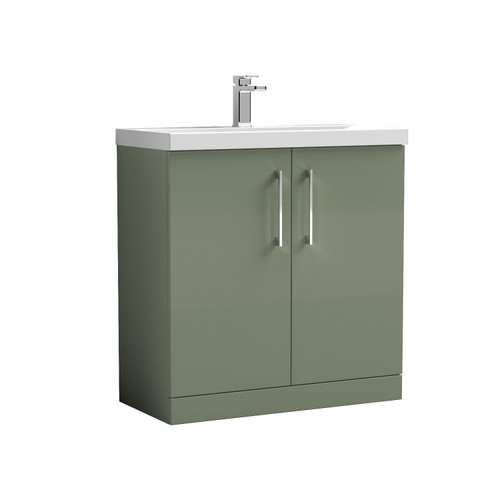 Nuie Arno Satin Green 800mm 2 Door Vanity Unit with 50mm Profile Basin - ARN805D Front View