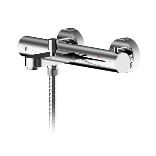 Nuie Arvan Polished Chrome Wall Mounted Thermostatic Bath Shower Mixer Tap - ARV005 Front View