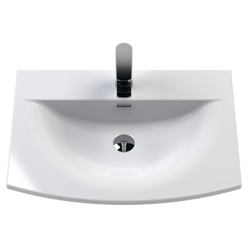 Nuie Athena Charcoal Black 600mm 2 Drawer Vanity Unit with 30mm Profile Curved Basin - ATH033G Basin