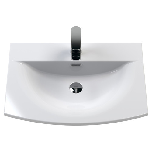 Nuie Athena Anthracite Woodgrain 600mm Wall Hung 2 Drawer Vanity Unit with 30mm Profile Curved Basin - ATH046G Basin