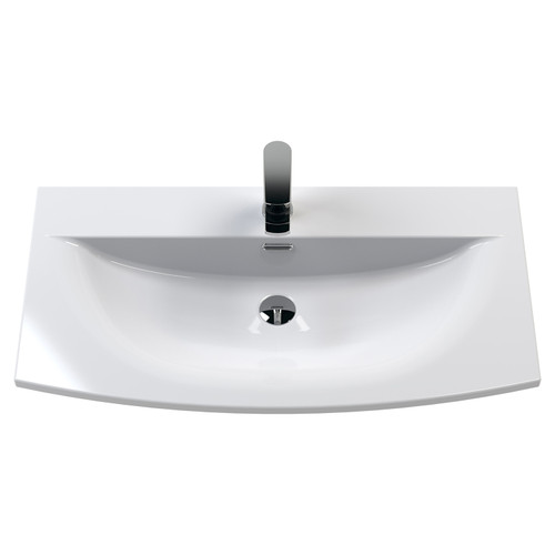 Nuie Athena Anthracite Woodgrain 800mm 2 Drawer Vanity Unit with 30mm Profile Curved Basin - ATH053G Basin