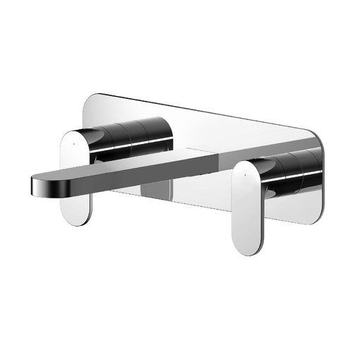 Nuie Binsey Polished Chrome Wall Mounted 3 Tap Hole Basin Mixer with Plate - BIN350 Front View