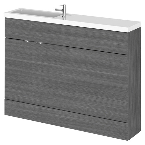 Hudson Reed Fusion Anthracite Woodgrain 1200mm Slimline Combination Vanity & Toilet Unit with Left Hand Basin - CBI508 Main Image