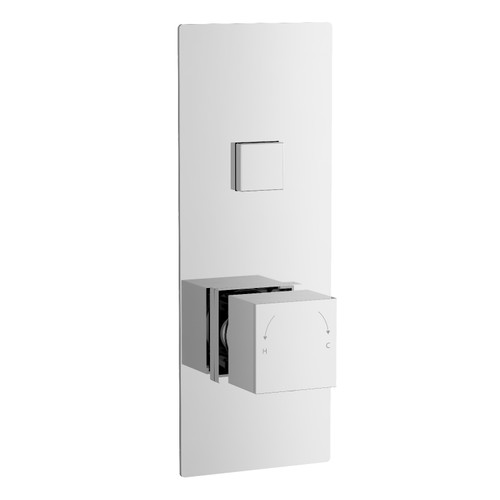 Nuie Square Polished Chrome Concealed Push Button Shower Valve with 1 Outlet - CPB7310 Front View