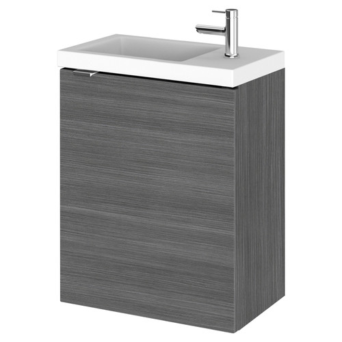 Hudson Reed Fusion Anthracite Woodgrain 400mm Wall Hung Slimline 1 Door Vanity Unit with Basin - CBI537 Main Image