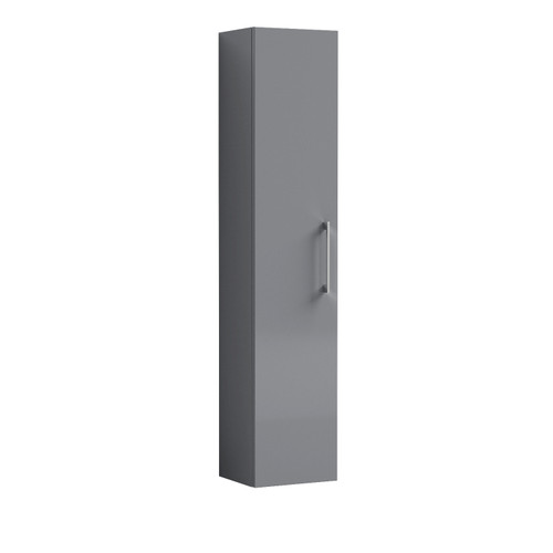 Nuie Arno Gloss Cloud Grey 300mm Single Door Tall Wall Hung Unit - MOE1361 Front View