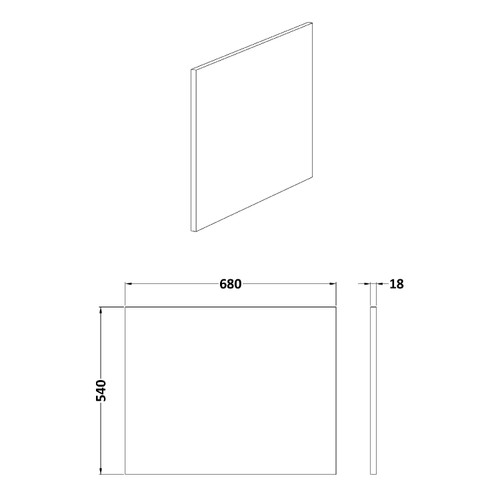 Nuie Athena Anthracite Square Shower 700mm End Bath Panel - MPD531N Dimensions