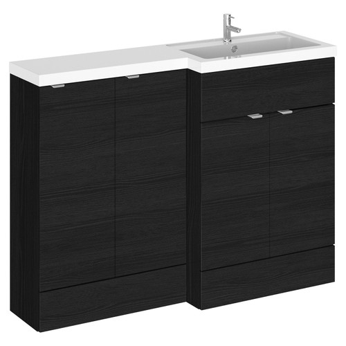 Hudson Reed Fusion Charcoal Black 1200mm Full Depth Combination 4 Door Vanity Storage Unit with Right Hand Basin - CBI612 Main Image