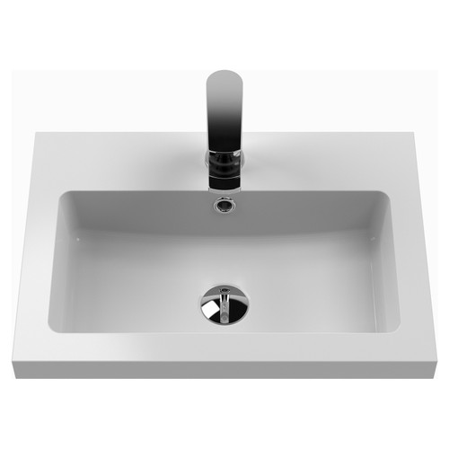 Nuie Arno Compact Charcoal Black 600mm 2 Door Wall Hung Vanity Unit and Polymarble Basin - PAL026 Basin