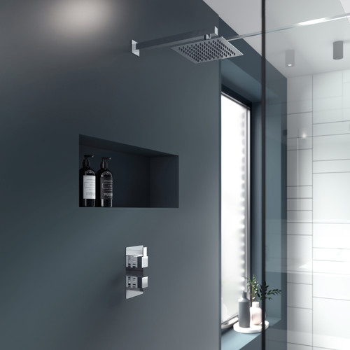 Nuie Sanford Polished Chrome Twin Concealed Thermostatic Shower Valve with Diverter - SANTW02 Alternative View