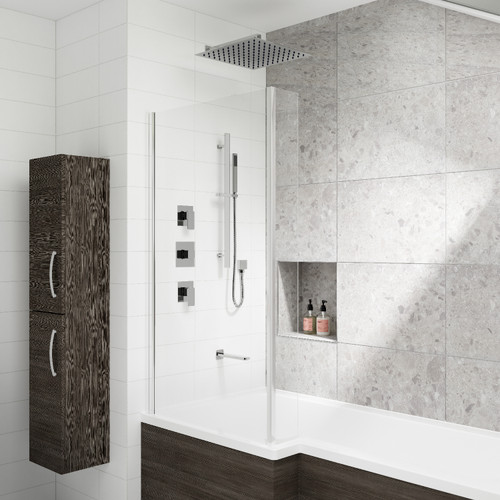 Nuie Windon Chrome 3 Outlet Concealed Thermostatic Shower Bundle including Wall Fixed Head with Slide Rail Kit and Bath Spout - SBS137ST3 Viewed from Another Angle