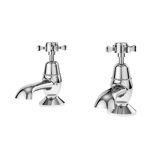 Nuie Selby Polished Chrome Traditional Crosshead Bath Taps - SEL302DX Front View