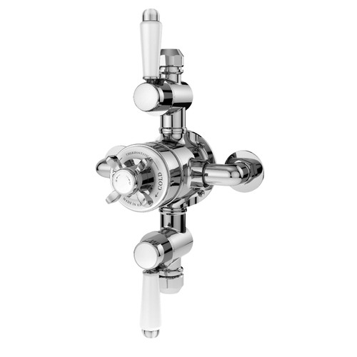 Nuie Selby Polished Chrome Traditional Triple Exposed Thermostatic Shower Valve - SELTR02E Front View