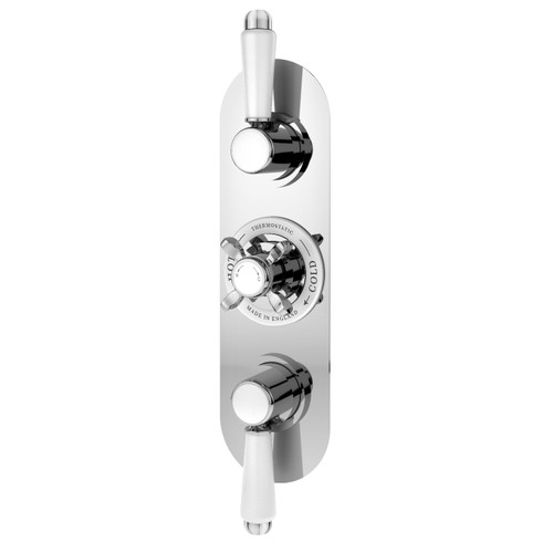 Nuie Selby Polished Chrome Traditional Triple Concealed Thermostatic Shower Valve with Diverter - SELTR03 Front View