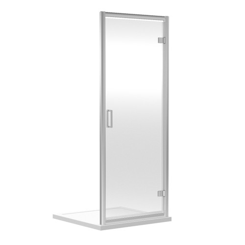 Nuie Rene Satin Chrome 700mm Hinged Shower Door - SQHD70 Front View