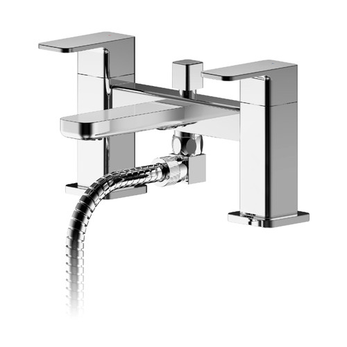 Nuie Windon Polished Chrome Deck Mounted Bath Shower Mixer Tap and Kit - WIN304 Front View