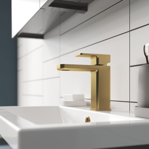 Nuie Windon Brushed Brass Mono Basin Mixer Tap with Push Button Waste - WIN805 Alternative View