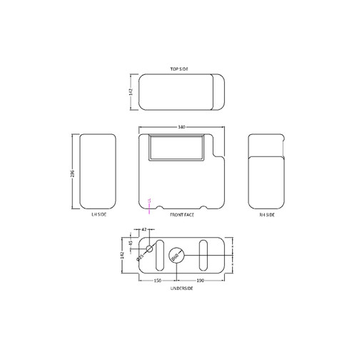 Nuie White Dual Flush Concealed Cistern with Bottom Inlet- XTY008B Dimensions