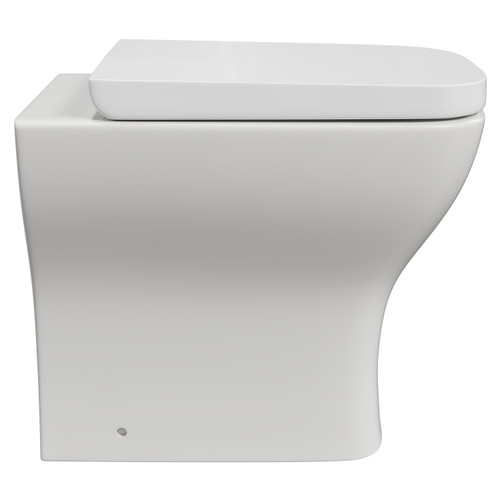 Kingston Rimless Back to Wall Toilet Pan with Soft Close Toilet Seat View from Side