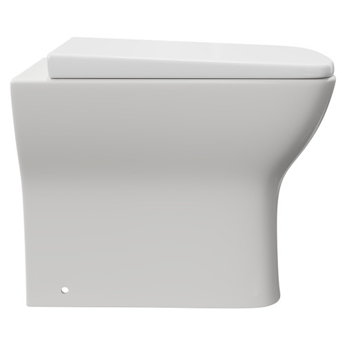 Kingston Rimless Back to Wall Toilet Pan with Soft Close Toilet Seat View From the Side