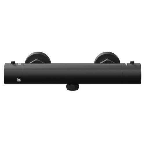 Colore Round Matt Black Thermostatic Bar Shower Valve View From the Front
