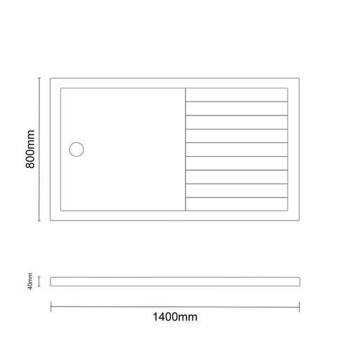 Pearlstone 1400mm x 800mm x 40mm Rectangular Walk In Shower Tray_LINE View From the Front