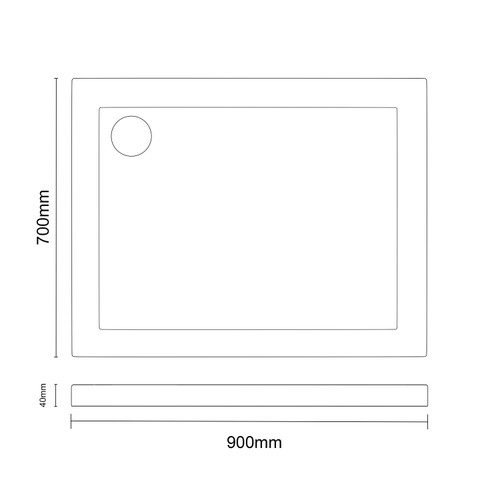 Pearlstone Slate 900mm x 700mm x 40mm Rectangular Shower Tray_LINE View From the Front