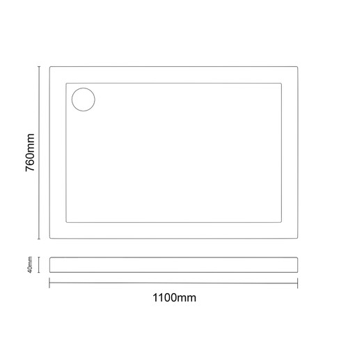 Pearlstone Slate 1100mm x 760mm x 40mm Rectangular Shower Tray_LINE View From the Front