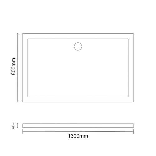 Pearlstone Slate 1300mm x 800mm x 40mm Rectangular Shower Tray_LINE View From the Front