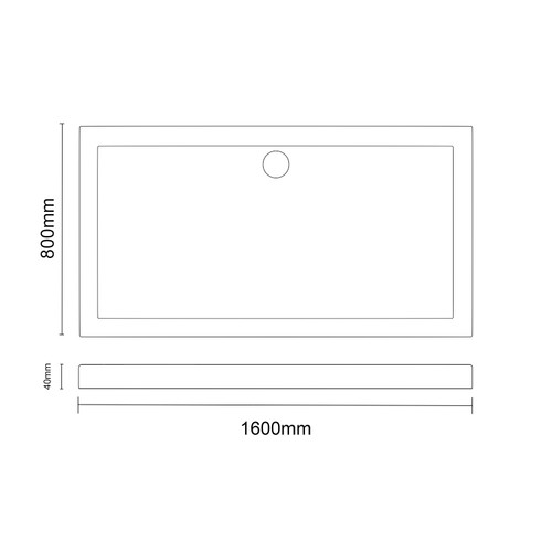 Pearlstone Slate 1600mm x 800mm x 40mm Rectangular Shower Tray_LINE View From the Front