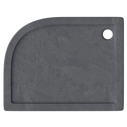 Pearlstone Slate 1000mm x 800mm x 40mm Right Hand Offset Quadrant Shower Tray Top View From Above