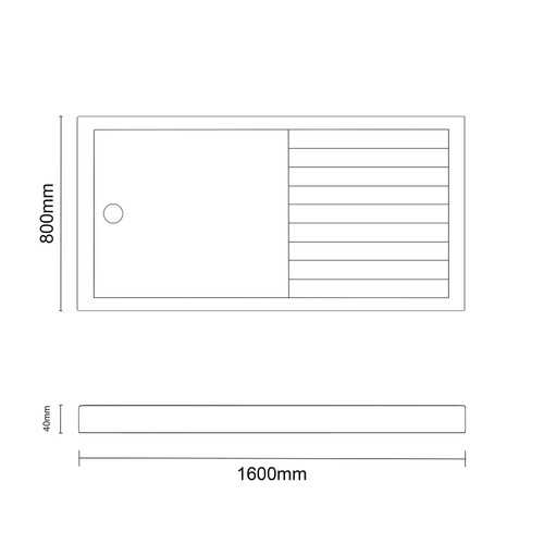 Pearlstone Slate 1600mm x 800mm x 40mm Rectangular Walk In Shower Tray_LINE View From the Front