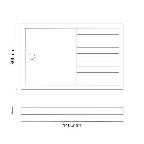 Pearlstone Slate 1400mm x 900mm x 40mm Rectangular Walk In Shower Tray_LINE View From the Front