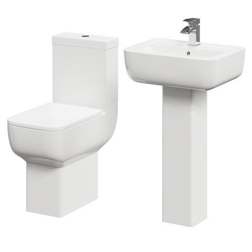 Tacoma 550mm Full Pedestal Basin and Comfort Height Toilet Suite Right Hand Side View