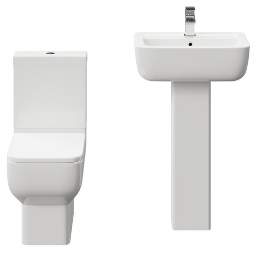 Tacoma 550mm Full Pedestal Basin and Closed Back Toilet Suite View From the Front