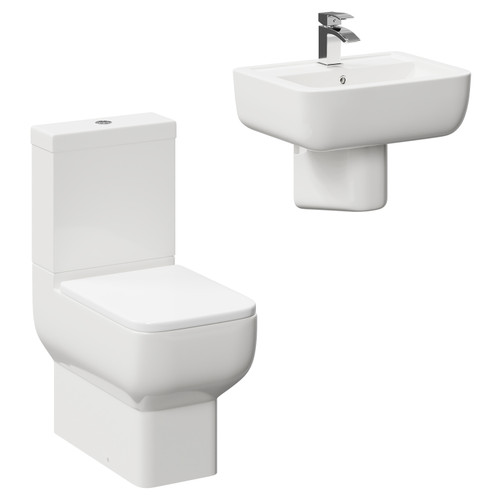 Tacoma 550mm Semi Pedestal Basin and Closed Back Toilet Suite Left Hand View