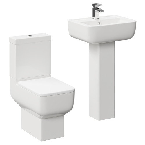 Tacoma 550mm Full Pedestal Basin and Open Back Toilet Suite Left Hand View
