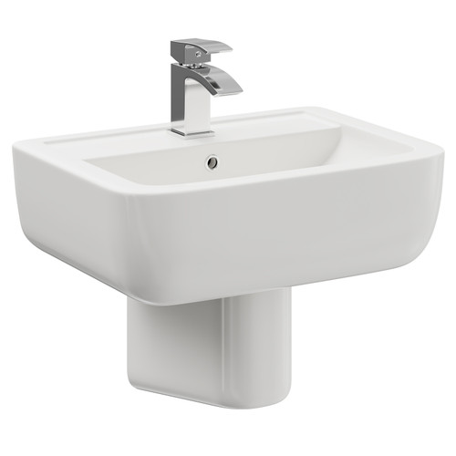 Tacoma 550mm Basin with 1 Tap Hole and Semi Pedestal Left Hand View